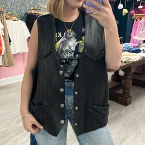 Vintage oversized leather vest